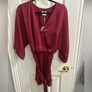 Buddy love crimson V-neck romper